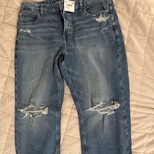American Eagle distressed curvy straight jean